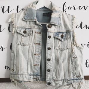 Em&Lee Boutique Denim Distressed Vest